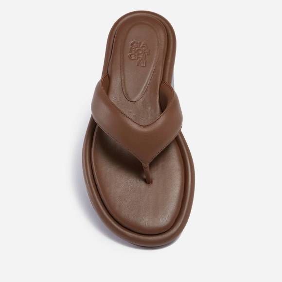 GIA BORGHINI Shoes - GIA BORGHINI Leather Thong Sandal Shoes in brown size 6